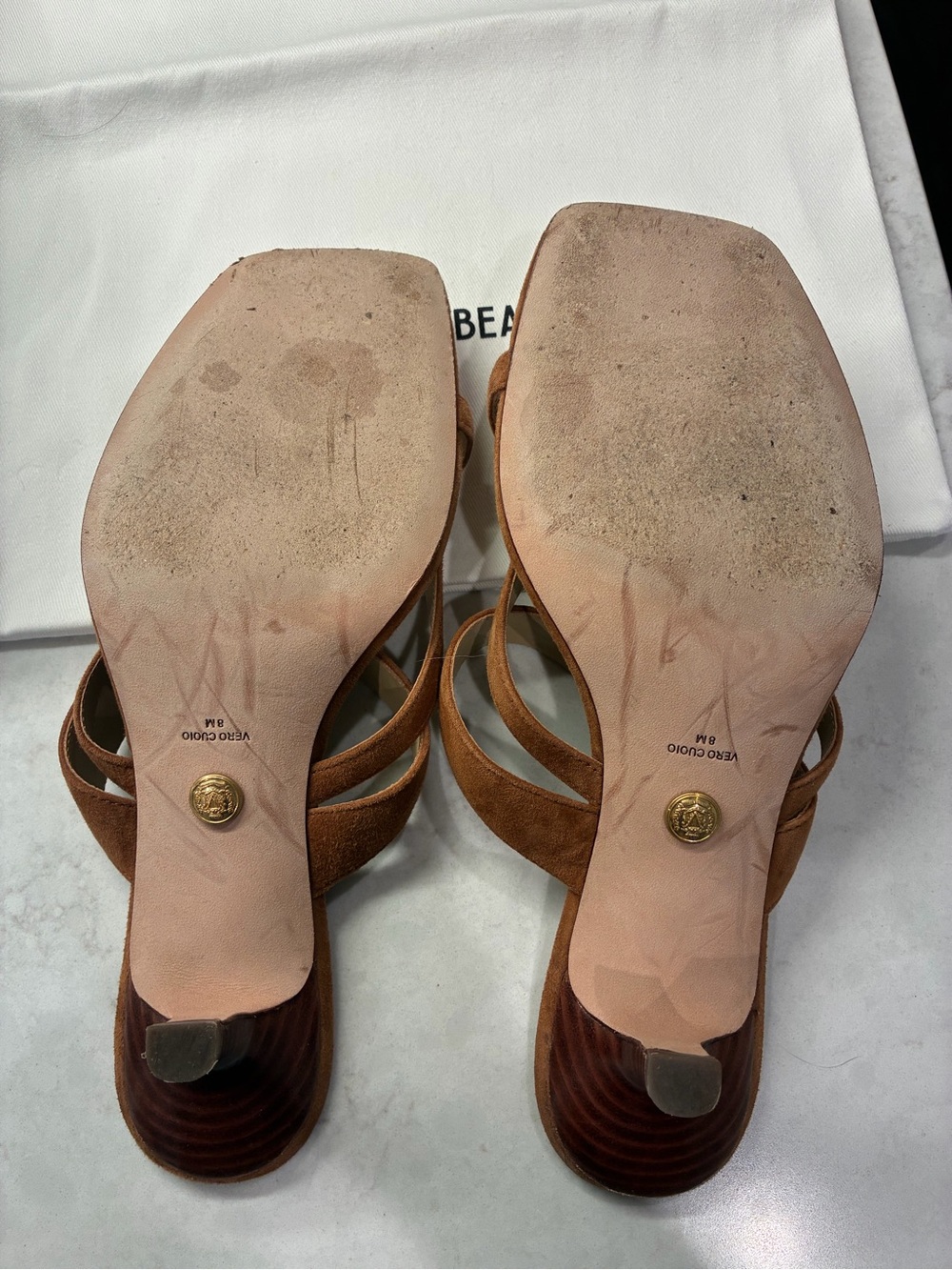 Veronica Beard Brown Suede Strappy Heeled Sandals - Picture 3 of 5